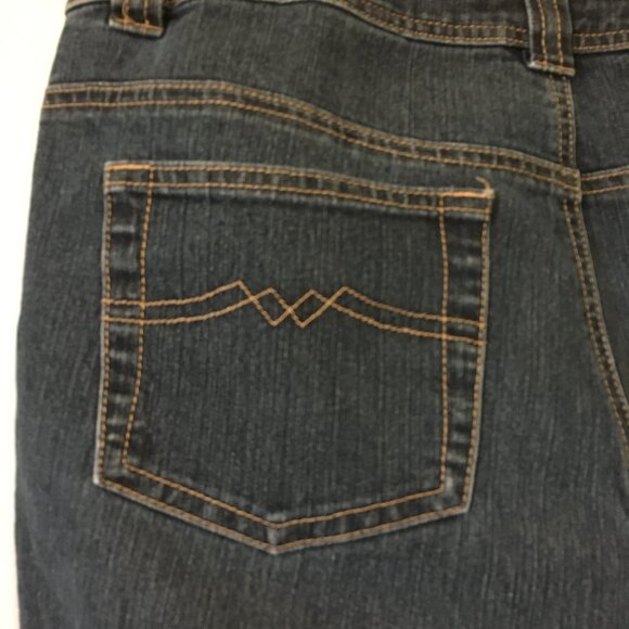 Contrast Jeans Dark Navy Blue Denim Capris - Picture 8 of 16